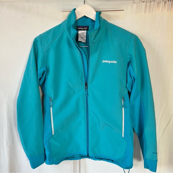 PATAGONIA Polartec Adze Full Zip Jacket W/ Logo Teal Blue - Picture 1 of 12